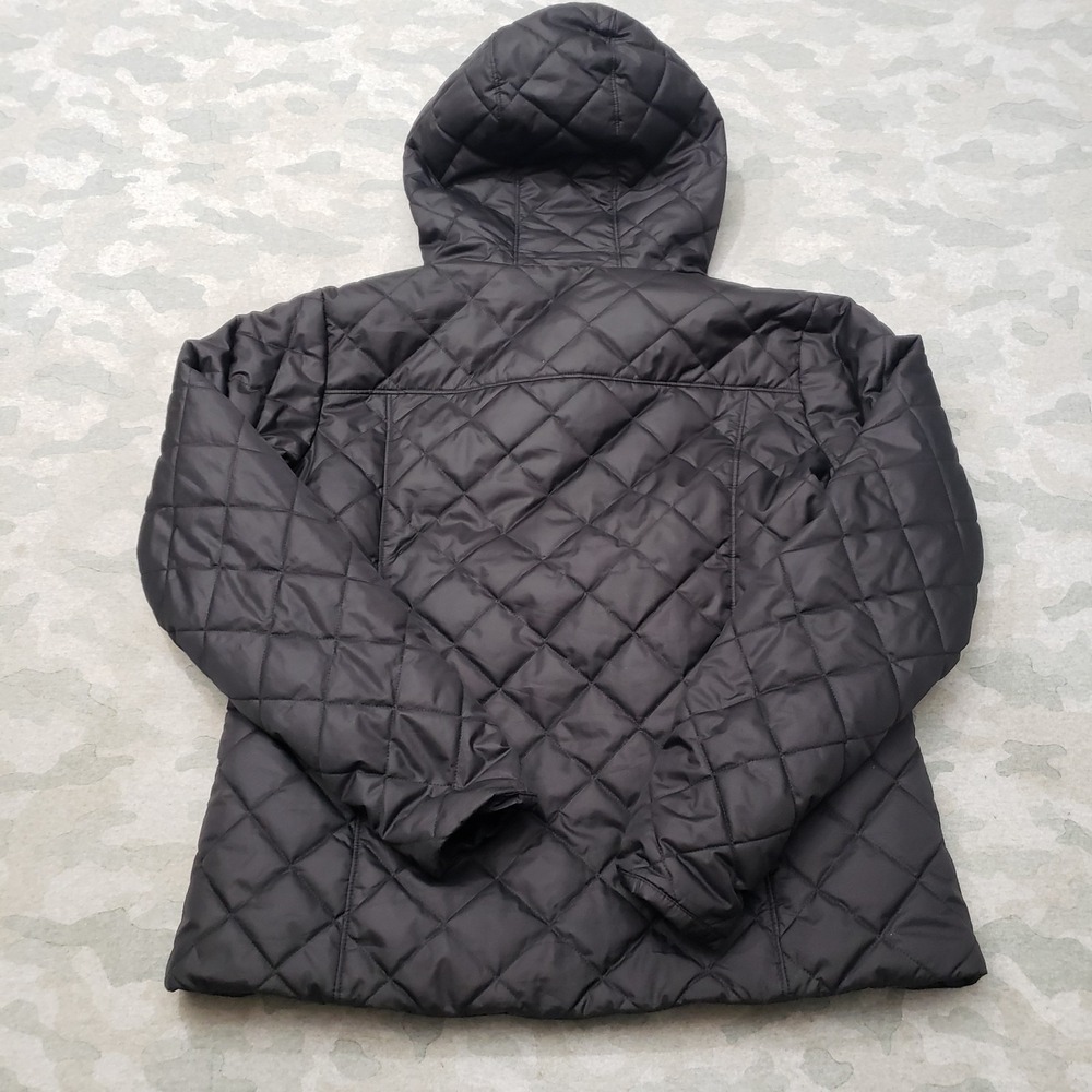 Columbia Jacket Womens XL Black Full Zip Hooded Diamond Quilted Fleece Lined - Picture 7 of 11